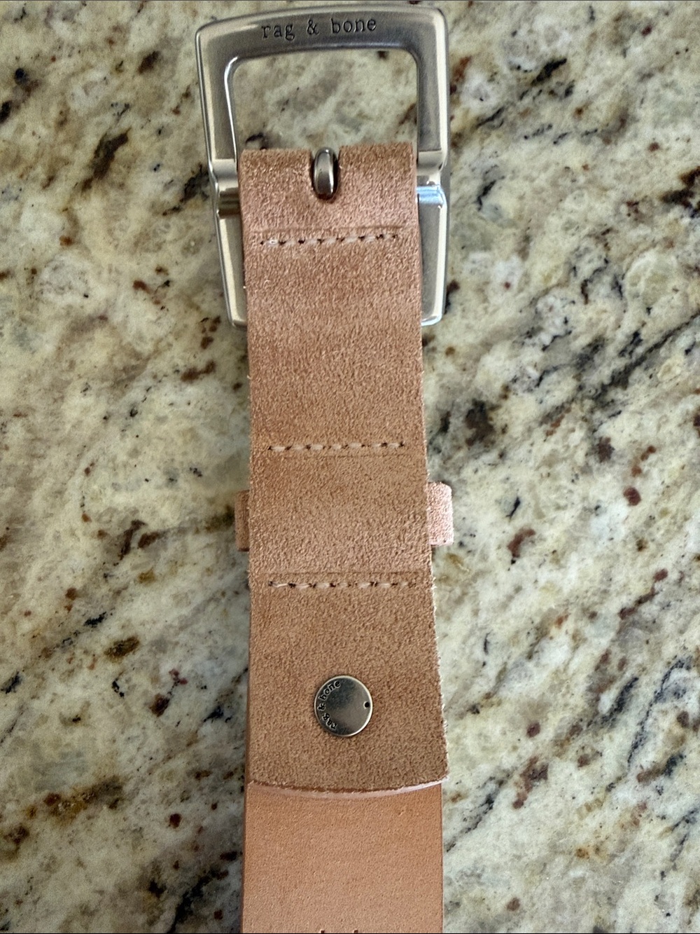 rag & bone Boyfriend Belt in Nude Suede with Textured Silver-tone Buckle Sz M - Picture 4 of 11
